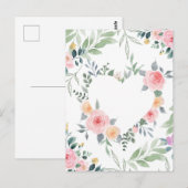 Rosa Blumen Herz Postkarte (Vorne/Hinten)