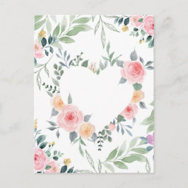 Rosa Blumen Herz Postkarte