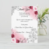 Rosa Blumen-Hochzeits-Dankeskarten | Romantische E Dankeskarte (Stehend Vorderseite)