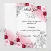 Rosa Blumen-Hochzeits-Dankeskarten | Romantische E Dankeskarte (Vorne/Hinten)