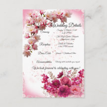 Rosa Blumen-Hochzeits-Detailkarte auf Weiß
