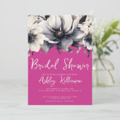 Rosa Blumen Hochzeitsdusche Einladung (Stehend Vorderseite)