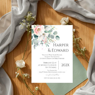 Rosa Blumen Hochzeitseinladung Einladung