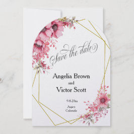 Rosa Blumen Hochzeitseinladung zum Vormerken Einladung