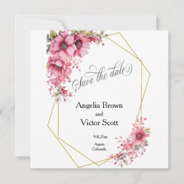 Rosa Blumen Hochzeitseinladung zum Vormerken Save The Date