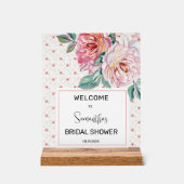 Rosa Blumen Hochzeitsshower Willkommen Acrylschild (Vorderseite)
