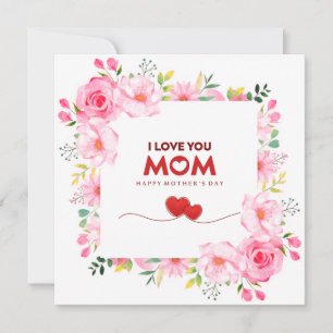 Rosa Blumen "Ich liebe dich Mama" Alles Gute zum M Karte