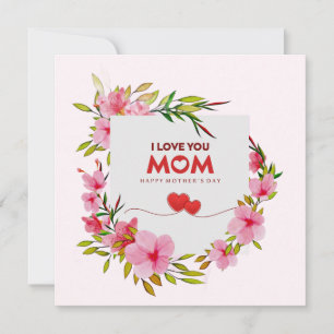 Rosa Blumen "Ich liebe dich Mama" Alles Gute zum M Karte