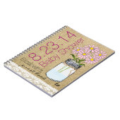 Rosa Blumen im Maurer-Glas-Baby-Duschen-Gast-Buch Notizblock (Linke Seite)