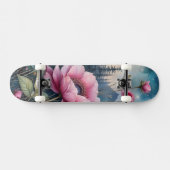 Rosa Blumen im Wald Skateboard (Horizontal)