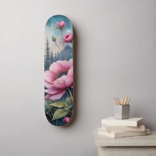 Rosa Blumen im Wald Skateboard
