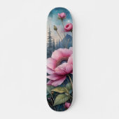Rosa Blumen im Wald Skateboard (Vorne)