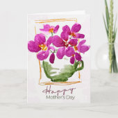 Rosa Blumen in einer Teetasse zum Muttertag  Karte (Vorderseite)