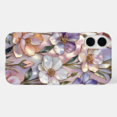 Rosa Blumen iPhone-Hülle Buntglas Elegant Case-Mate iPhone Hülle (Rückseite (Horizontal))