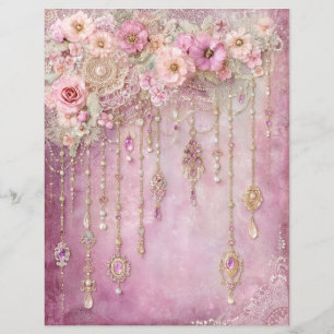 Rosa Blumen Juwelen Junk Journal Scrapbook Papier