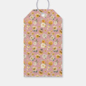 Rosa Blumen-Kinderwagen Danke | Baby Shower Geschenkanhänger (Rückseite)