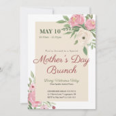 Rosa Blumen Kirchen-Muttertags-Brunch Einladung (Vorderseite)
