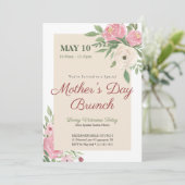 Rosa Blumen Kirchen-Muttertags-Brunch Einladung (Stehend Vorderseite)