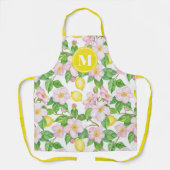 Rosa Blumen-Limonen-Muster-Monogramm Schürze (Vorderseite)