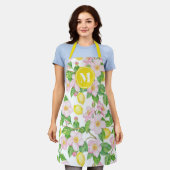 Rosa Blumen-Limonen-Muster-Monogramm Schürze (Getragen)