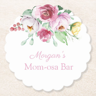 Rosa Blumen Mädchen Baby-Party Papier Bar Unterset Untersetzer