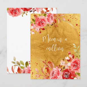 Rosa Blumen-Mama in a Million Muttertags-Gold Postkarte