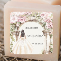 Rosa Blumen Marmorbogenkleid Quinceanera