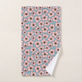 Rosa Blumen mit Blau Badhandtuch Set (Handtuch)