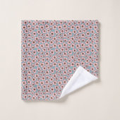 Rosa Blumen mit Blau Badhandtuch Set (Waschlappen)