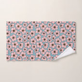 Rosa Blumen mit Blau Badhandtuch Set (Handtuch)
