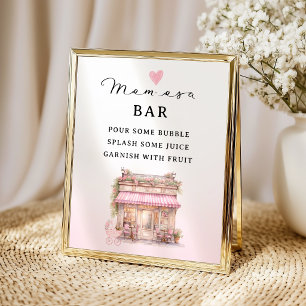 Rosa Blumen-Mom-osa-Bar-Schild Elegante Mimosa-Bar Poster