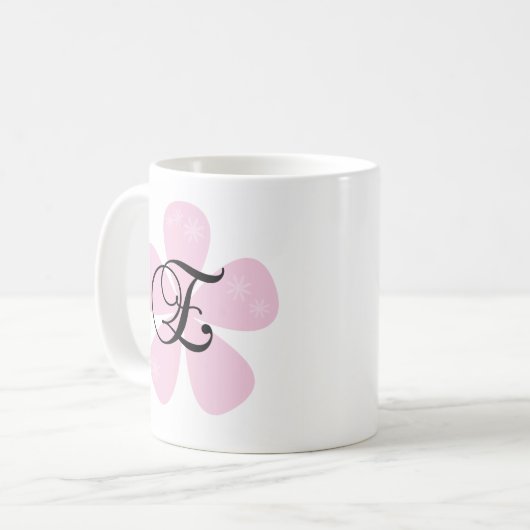 Rosa Blumen-Monogramm E Kaffeetasse (Vorderseite Links)