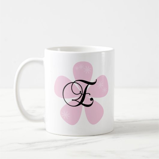 Rosa Blumen-Monogramm E Kaffeetasse (Links)