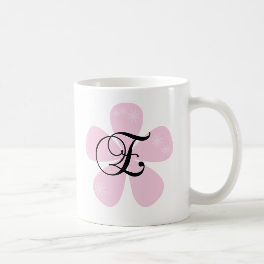 Rosa Blumen-Monogramm E Kaffeetasse (Rechts)
