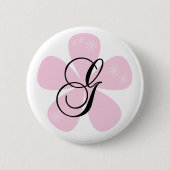 Rosa Blumen-Monogramm G Button (Vorderseite)