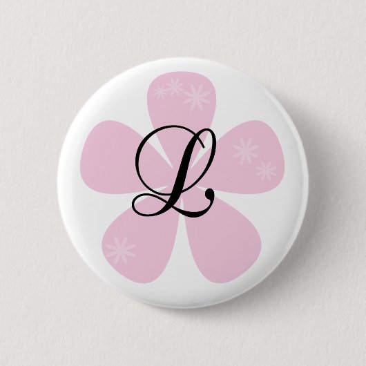 Rosa Blumen-Monogramm L Button (Vorderseite)