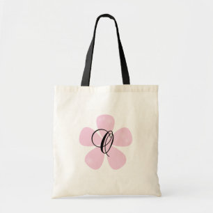 Rosa Blumen-Monogramm O Tragetasche