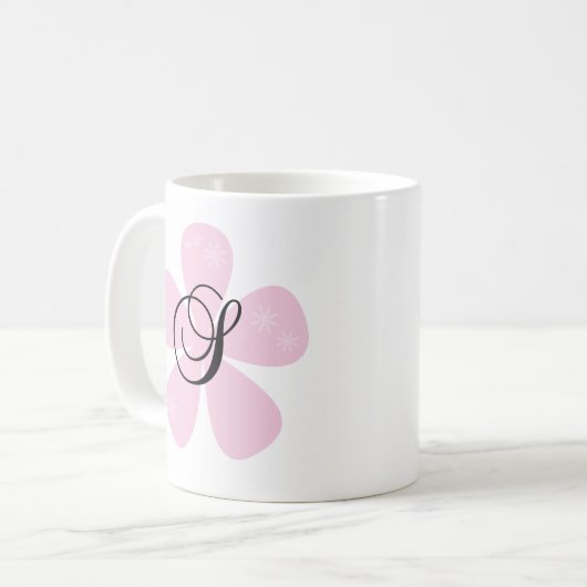 Rosa Blumen-Monogramm S Kaffeetasse (Vorderseite Links)