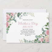 Rosa Blumen-Muttertags-Brunch Einladung (Vorderseite)