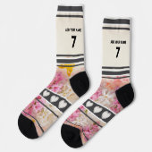 Rosa Blumen- Name Nummer Socken (Linkes Detail)