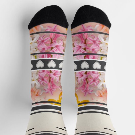 Rosa Blumen- Name Nummer Socken (Oben)