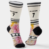 Rosa Blumen- Name Nummer Socken (Gewinkelt)