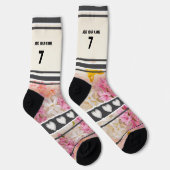 Rosa Blumen- Name Nummer Socken (Rechts)