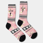 Rosa Blumen- Name Nummer Socken (Rechts)