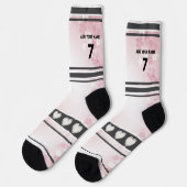 Rosa Blumen- Name Nummer Socken (Linkes Detail)