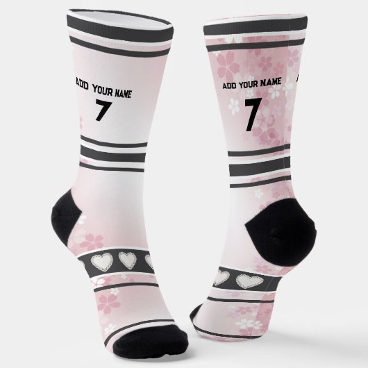 Rosa Blumen- Name Nummer Socken (Gewinkelt)