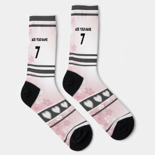 Rosa Blumen- Name Nummer Socken