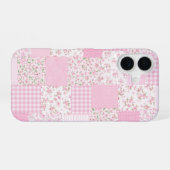 Rosa Blumen-Patchwork-Handyhülle iPhone 16 Hülle (Rückseite (Horizontal))