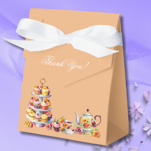 Rosa Blumen-Pfirsich-Whimsy-Tee-Braut-Tagung Geschenkschachtel