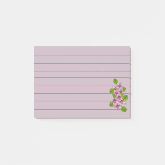 Rosa Blumen-Post-it-Zettel Post-it Klebezettel (Vorderseite)